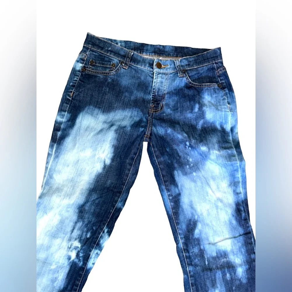 Garnet Hill 5 pocket bootcut bleach tie dye 26 28 jeans - Picture 2 of 8
